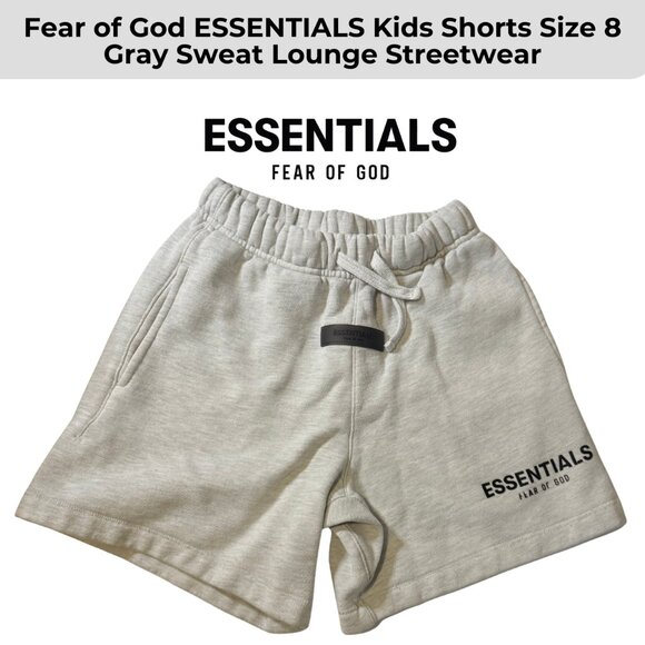 Fear of God ESSENTIALS Kids Shorts Size 8 Gray Sweat Lounge Streetwear - Picture 1 of 4